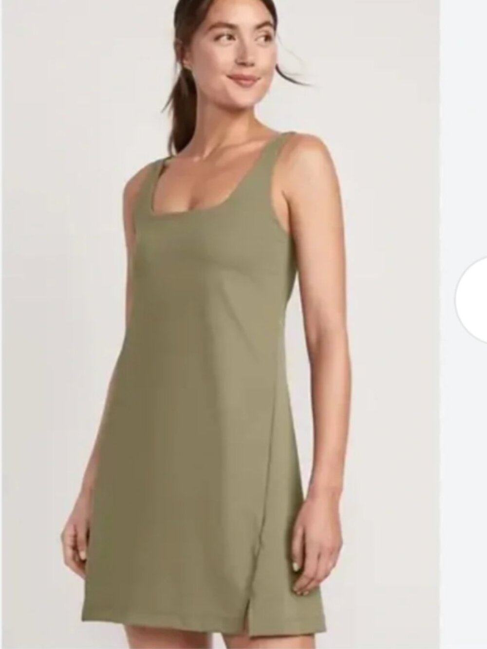 Old Navy Powersoft Square neck tennis dress athletic m medium olive green